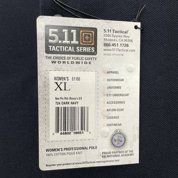 5.11 Tactical Polo Shirt Top Professional Duty Dark Navy Blue Womens XL - Picture 7 of 9